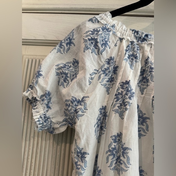 NIBI MTK Hamptons Elegant Blue Floral Dress with Puff Sleeves XS - Picture 13 of 15